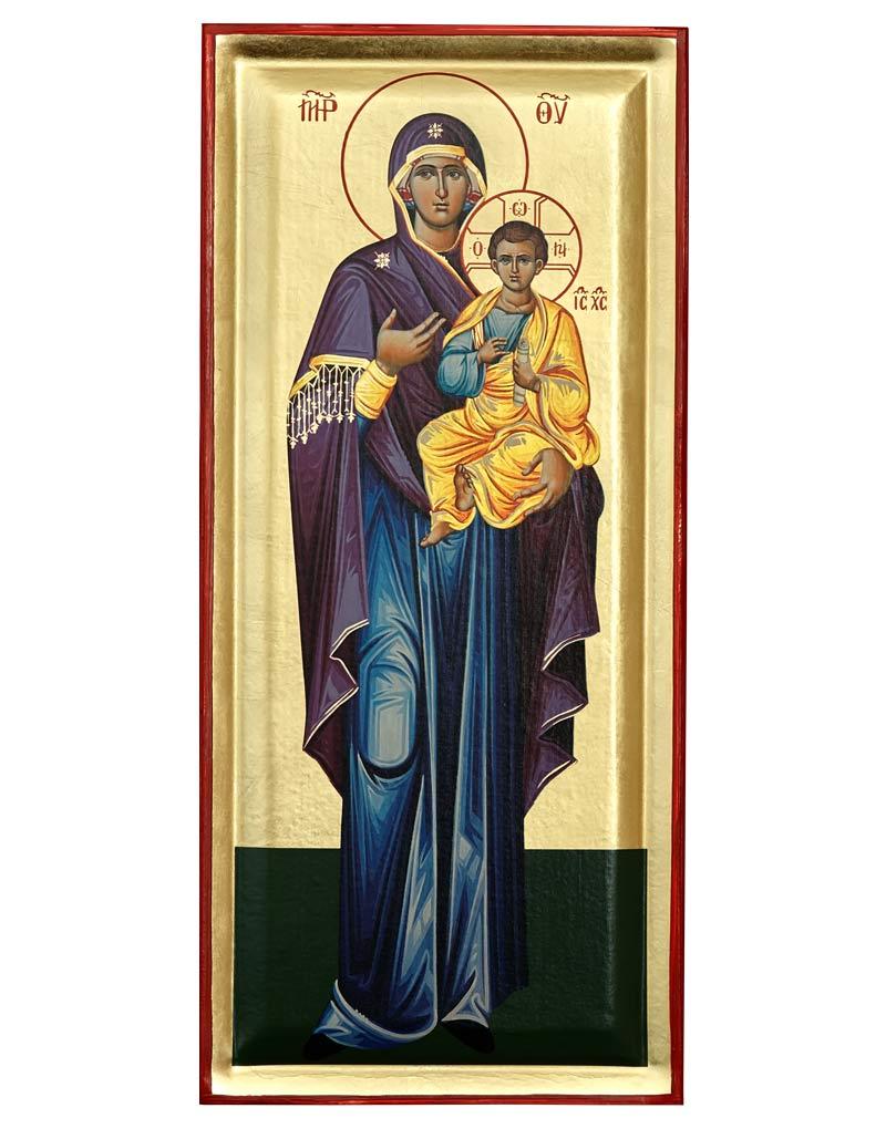 Virgin Mary in the Purple Robe Serigraphy Icon - Engraved Wood