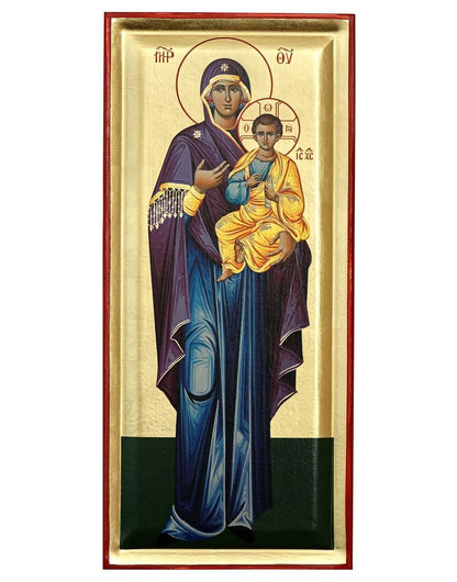 Virgin Mary in the Purple Robe Serigraphy Icon - Engraved Wood