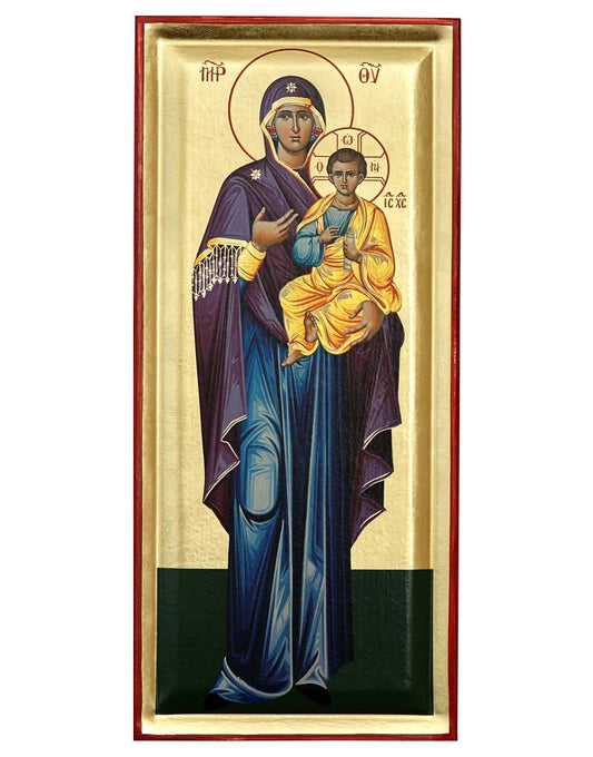 Virgin Mary in the Purple Robe Serigraphy Icon - Engraved Wood