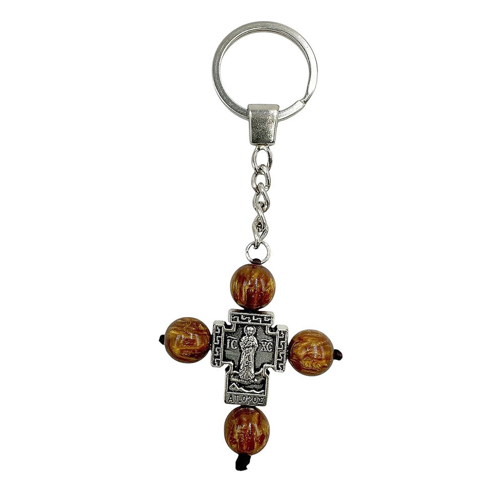 Chrysolite stone Greek Orthodox metal keychain - TheHolyArt