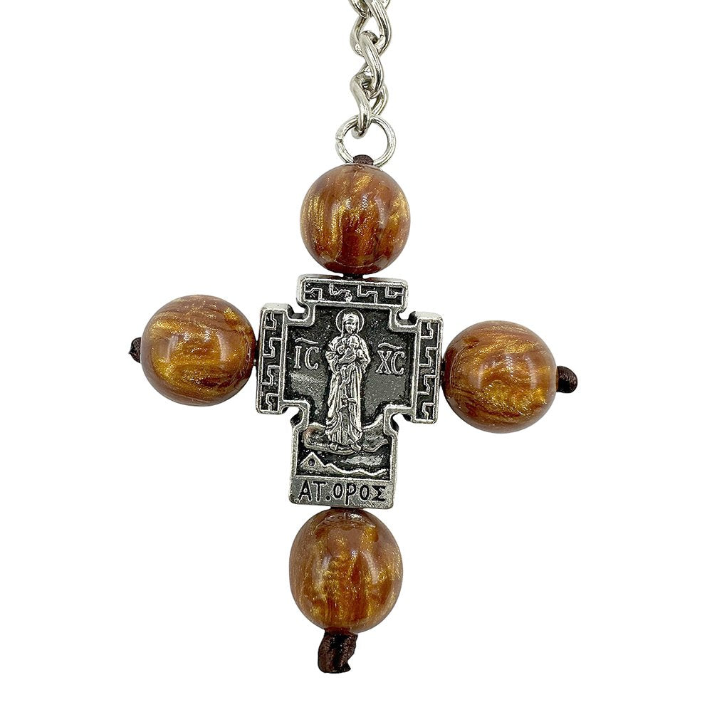 Chrysolite stone Greek Orthodox metal keychain - TheHolyArt