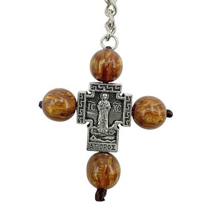 Chrysolite stone Greek Orthodox metal keychain - TheHolyArt