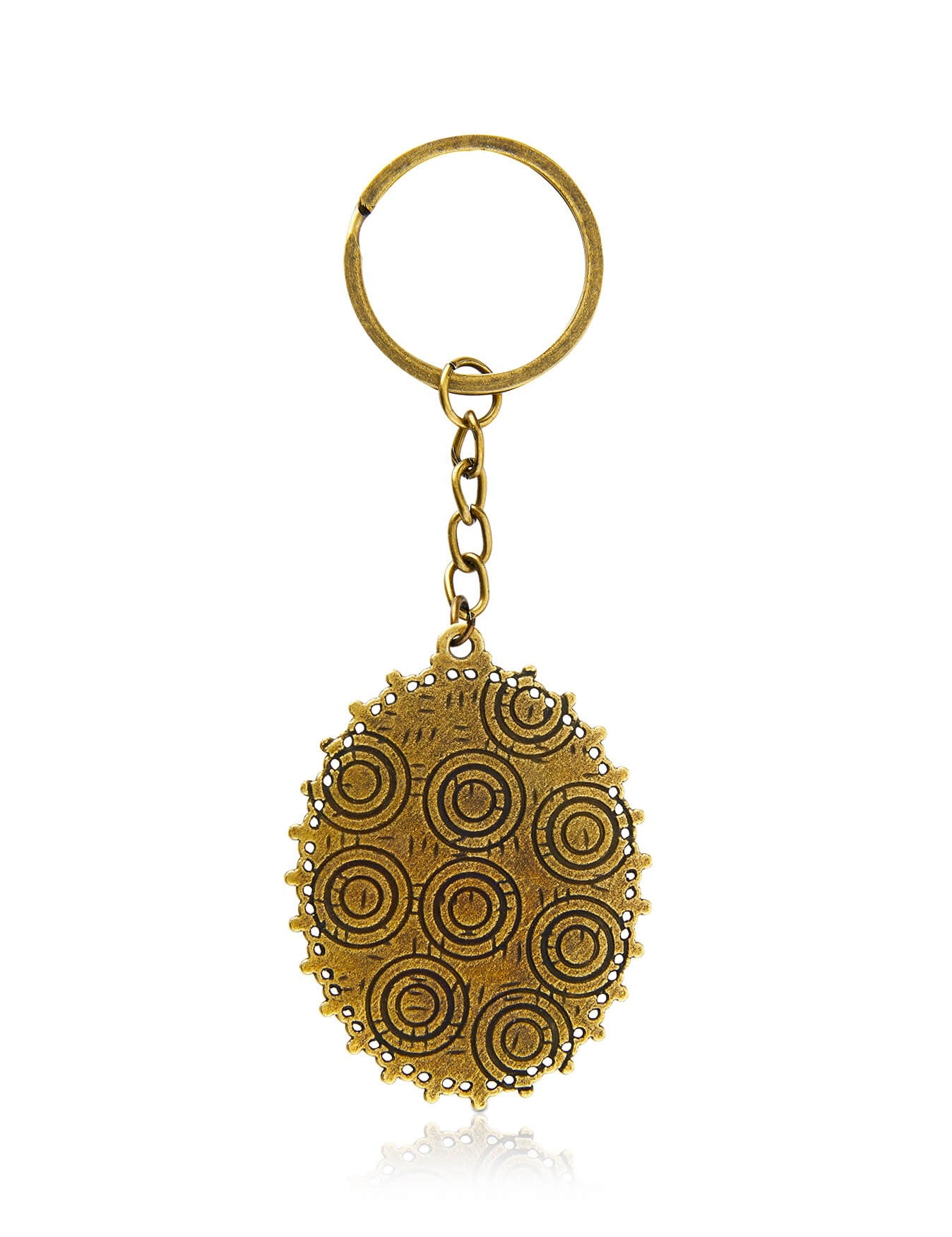 Antique enamel keychain with the Virgin Mary of Jerusalem
