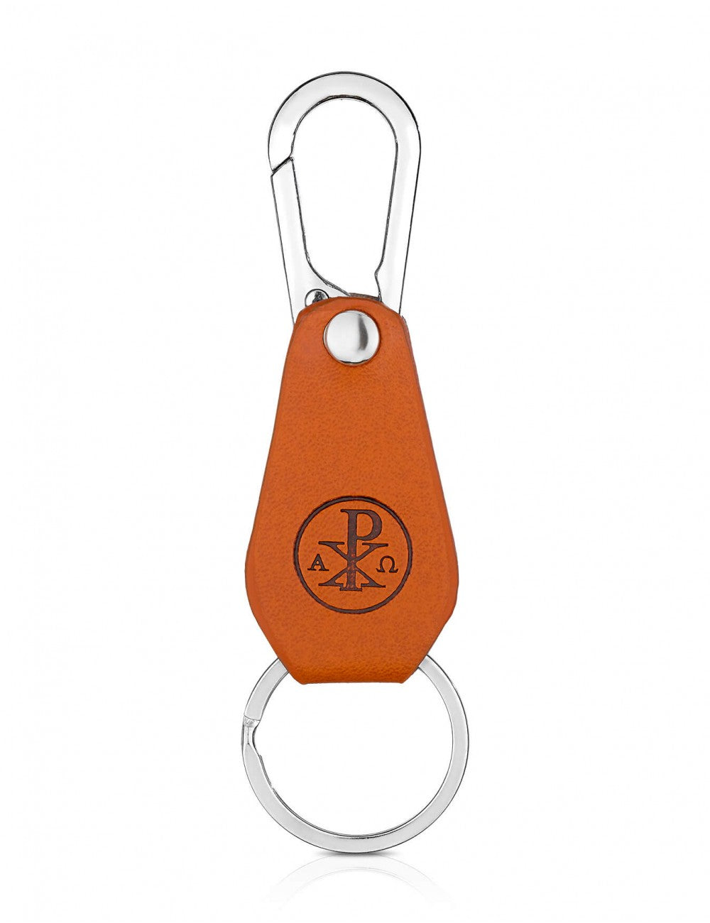 Men's leather belt keychain with Christogram