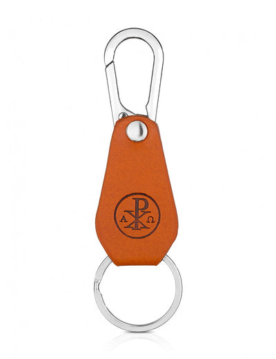 Men's leather belt keychain with Christogram