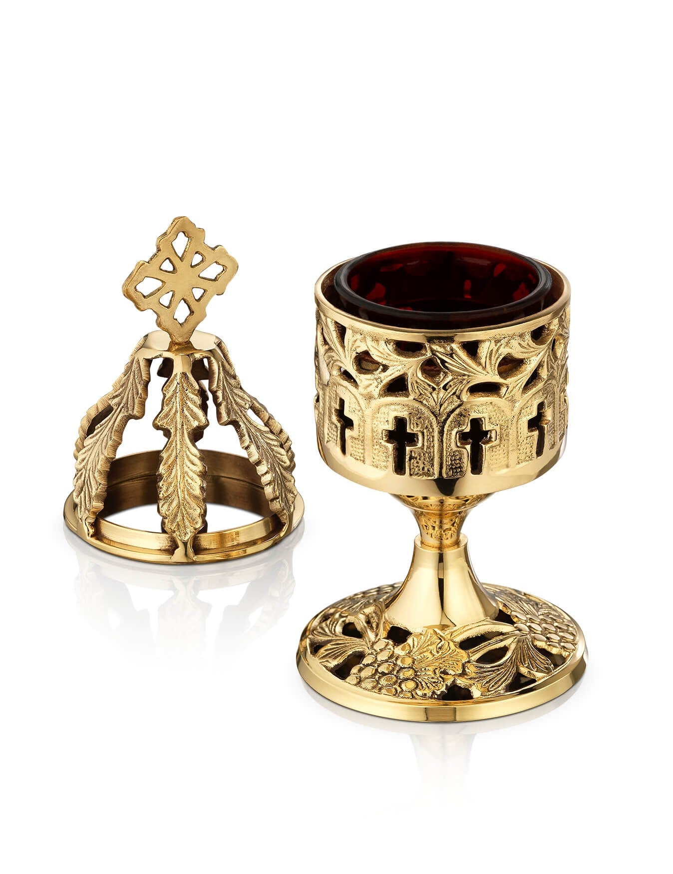 Brass vigil lamp Vine – detail view | TheHolyArt