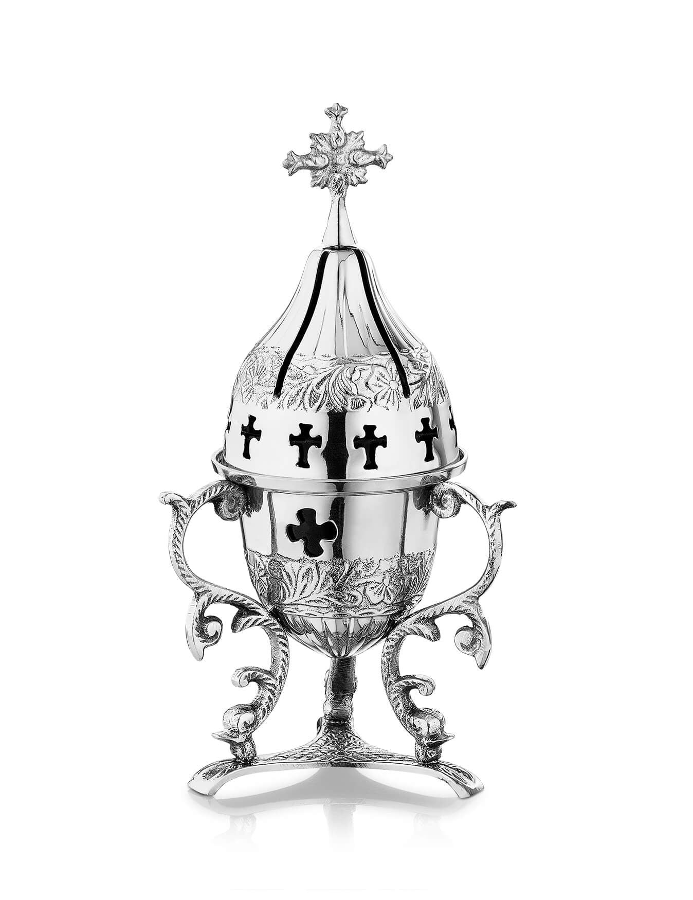Brass Byzantine vigil lamp Byzantine design – front view | TheHolyArt