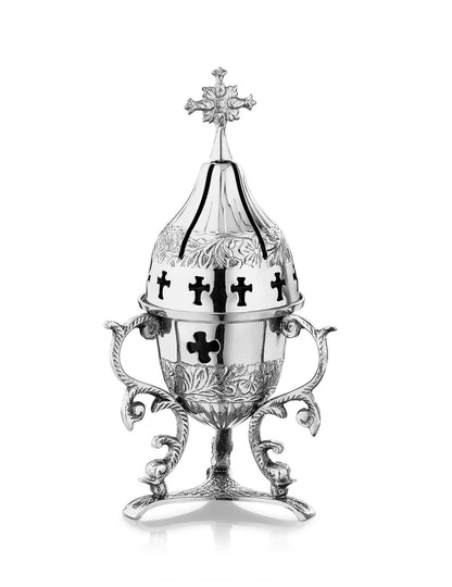 Brass Byzantine vigil lamp Byzantine design – front view | TheHolyArt