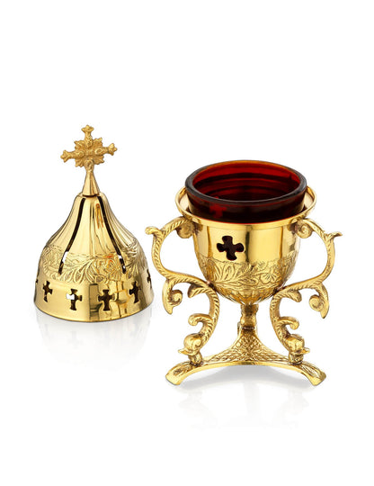 Brass Byzantine vigil lamp Byzantine – detail view | TheHolyArt