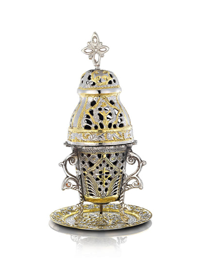 Brass Ioannina two-tone vigil lamp «Ioannina Style» design – front view | TheHolyArt