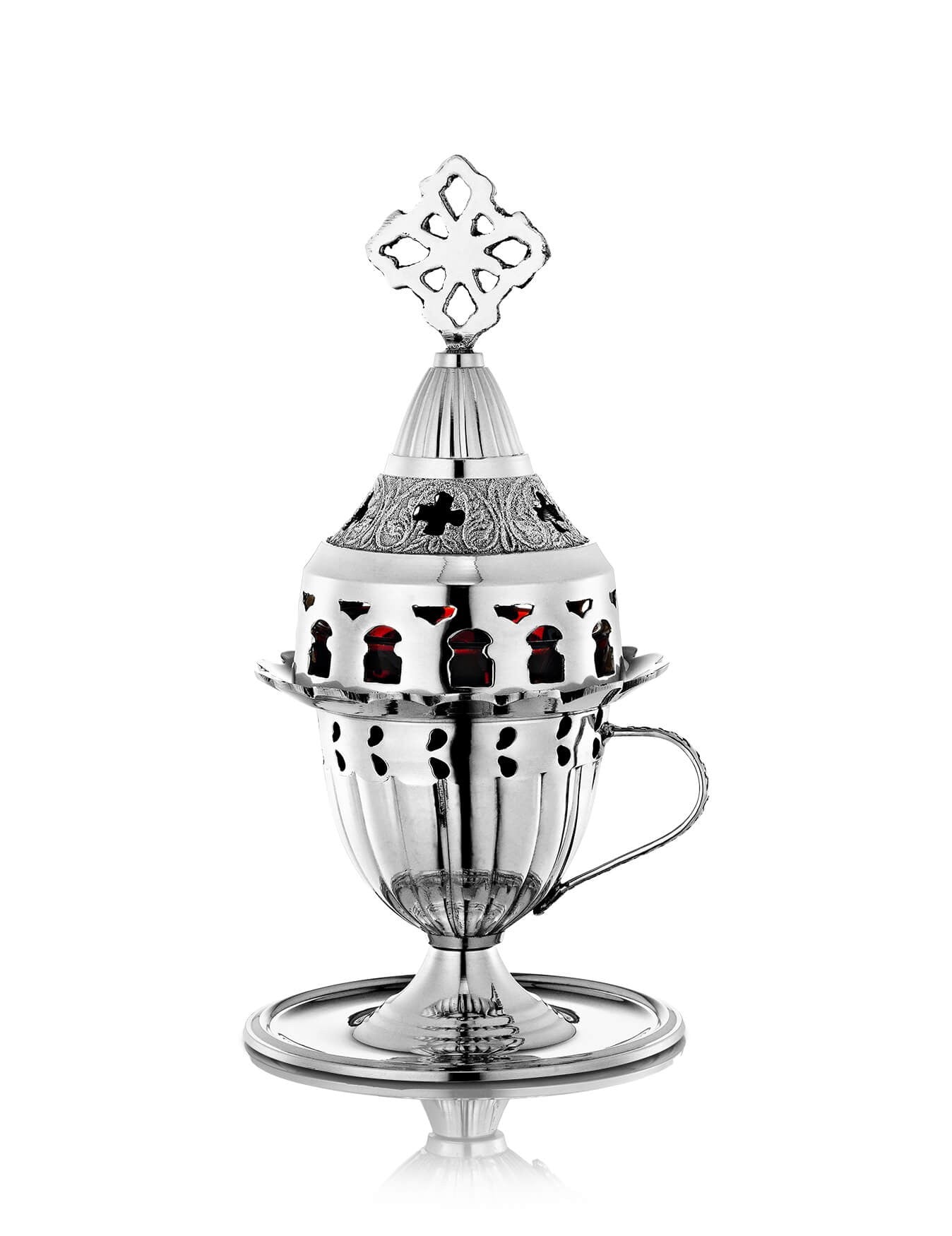 Brass vigil lamp Classic with Handle design – front view | TheHolyArt