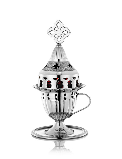 Brass vigil lamp Classic with Handle design – front view | TheHolyArt