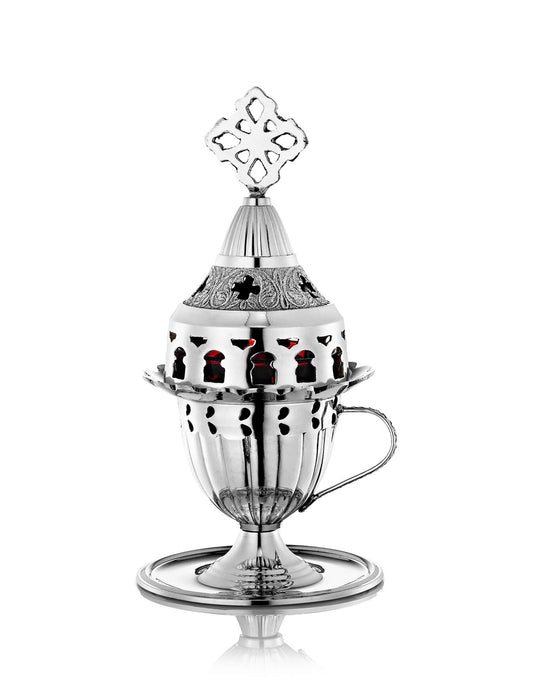 Brass vigil lamp Classic with Handle design – front view | TheHolyArt