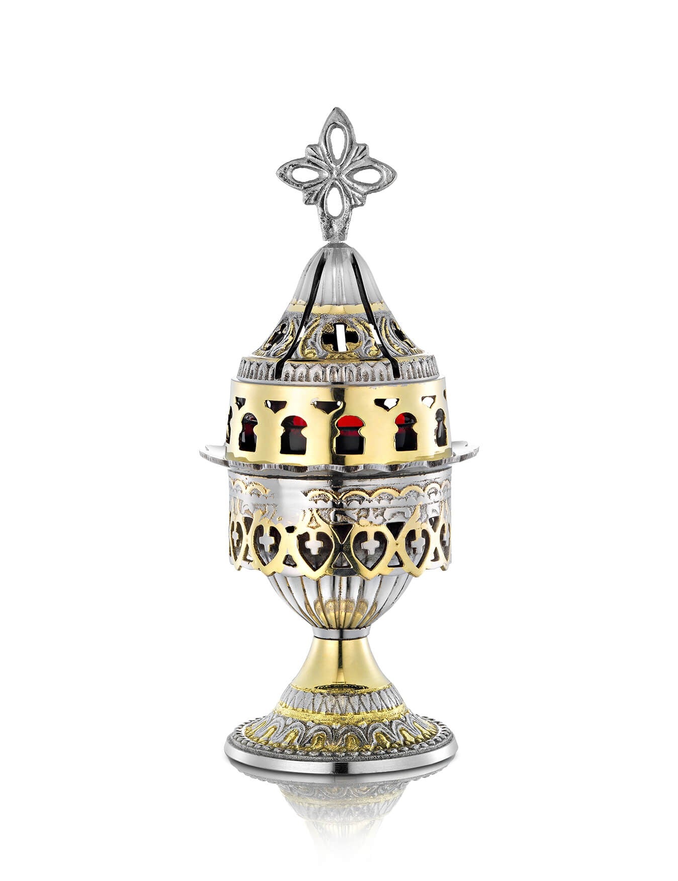 Brass two-tone vigil lamp Two-tone design – front view | TheHolyArt