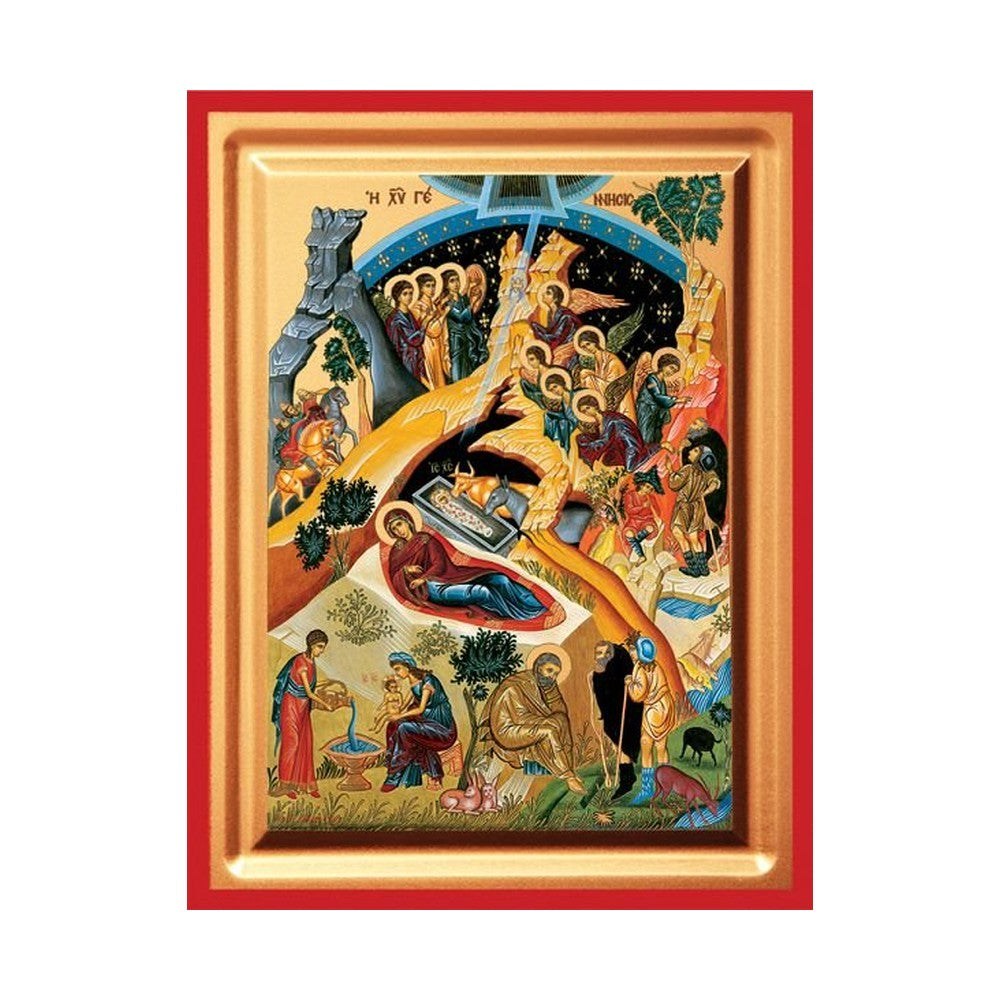 Nativity of Christ Serigraphy Icon - Carved Wood