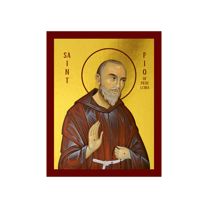 Saint Padre Pio icon, Handmade Greek Catholic Orthodox icon of St Pio of Pietrelcina, Byzantine art wall hanging wood plaque, religious decor