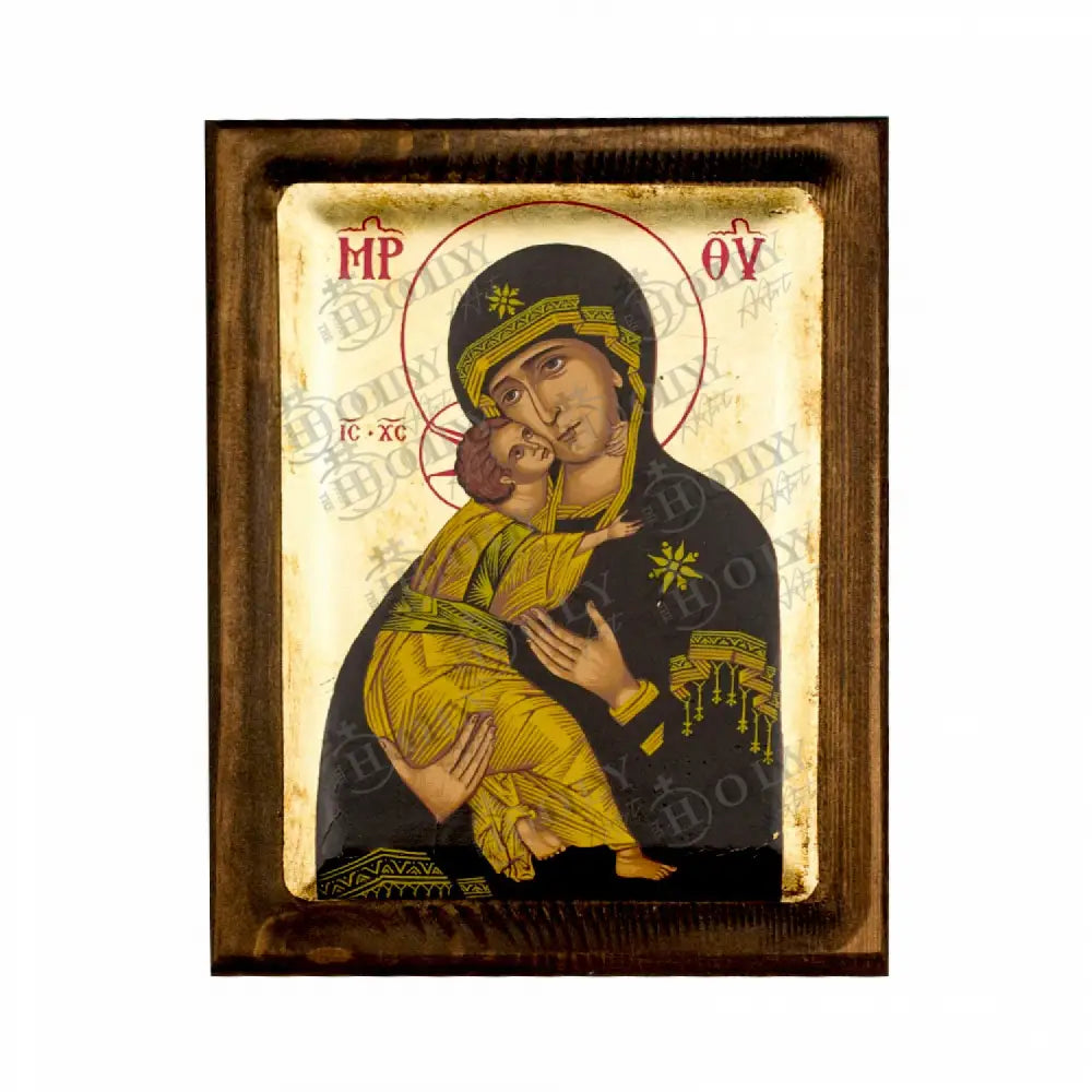 Panagia Glykophilousa Virgin Mary icon Gold leaf Canvas Serigraphy Handmade Greek Orthodox icon of Our Lady Byzantine