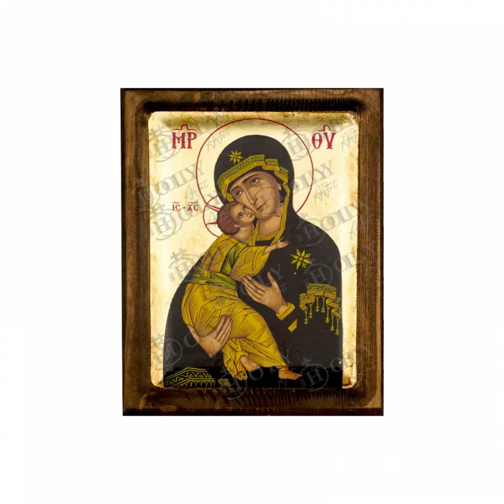 Panagia Glykophilousa Virgin Mary icon Gold leaf Canvas Serigraphy Handmade Greek Orthodox icon of Our Lady Byzantine