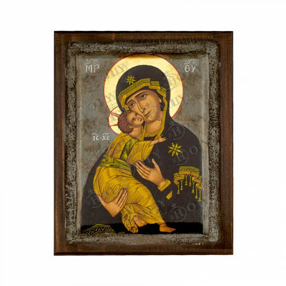 Panagia Glykophilousa Virgin Mary icon Vintage Canvas Serigraphy Handmade Greek Orthodox icon Byzantine art wall