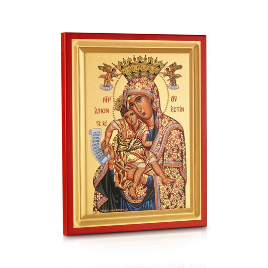 Virgin Mary "Axion Esti" - Carved Wood - 1