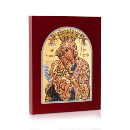 Virgin Mary "Axion Esti" - Carved Wood - 4