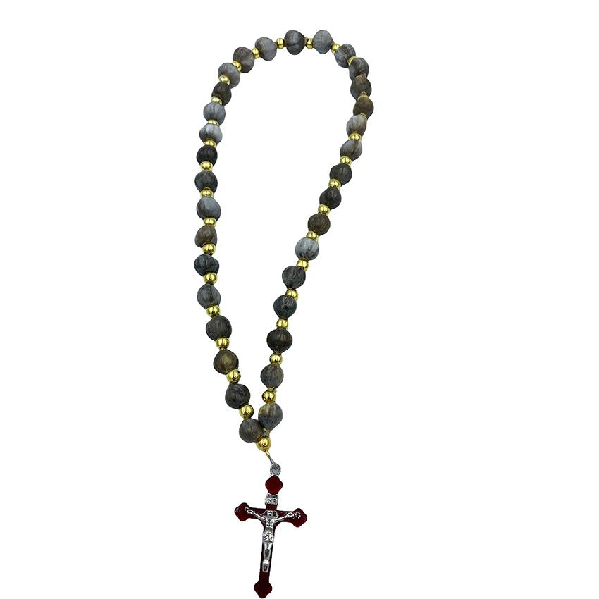 Prayer Rope Tears of the Virgin 33 bead Enamel Cross Gold