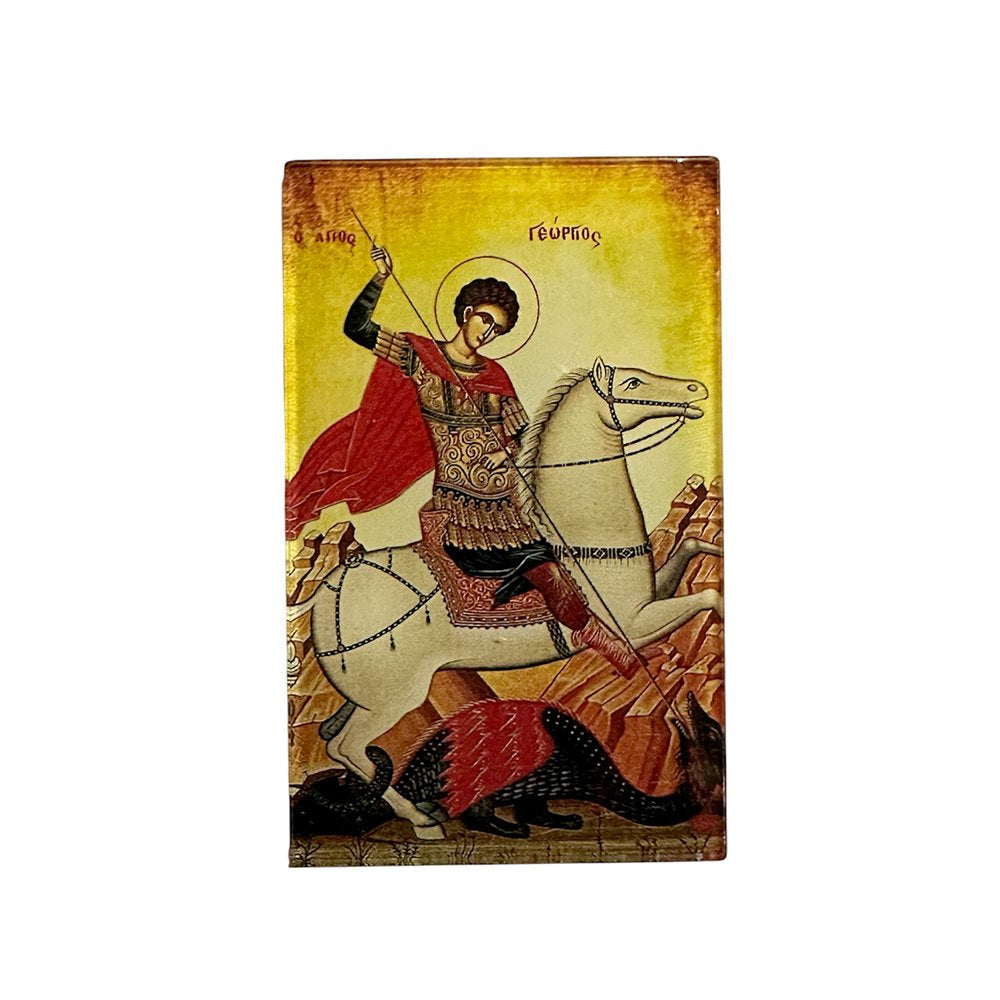 Saint George Greek Orthodox plexiglass icon fridge magnet - TheHolyArt