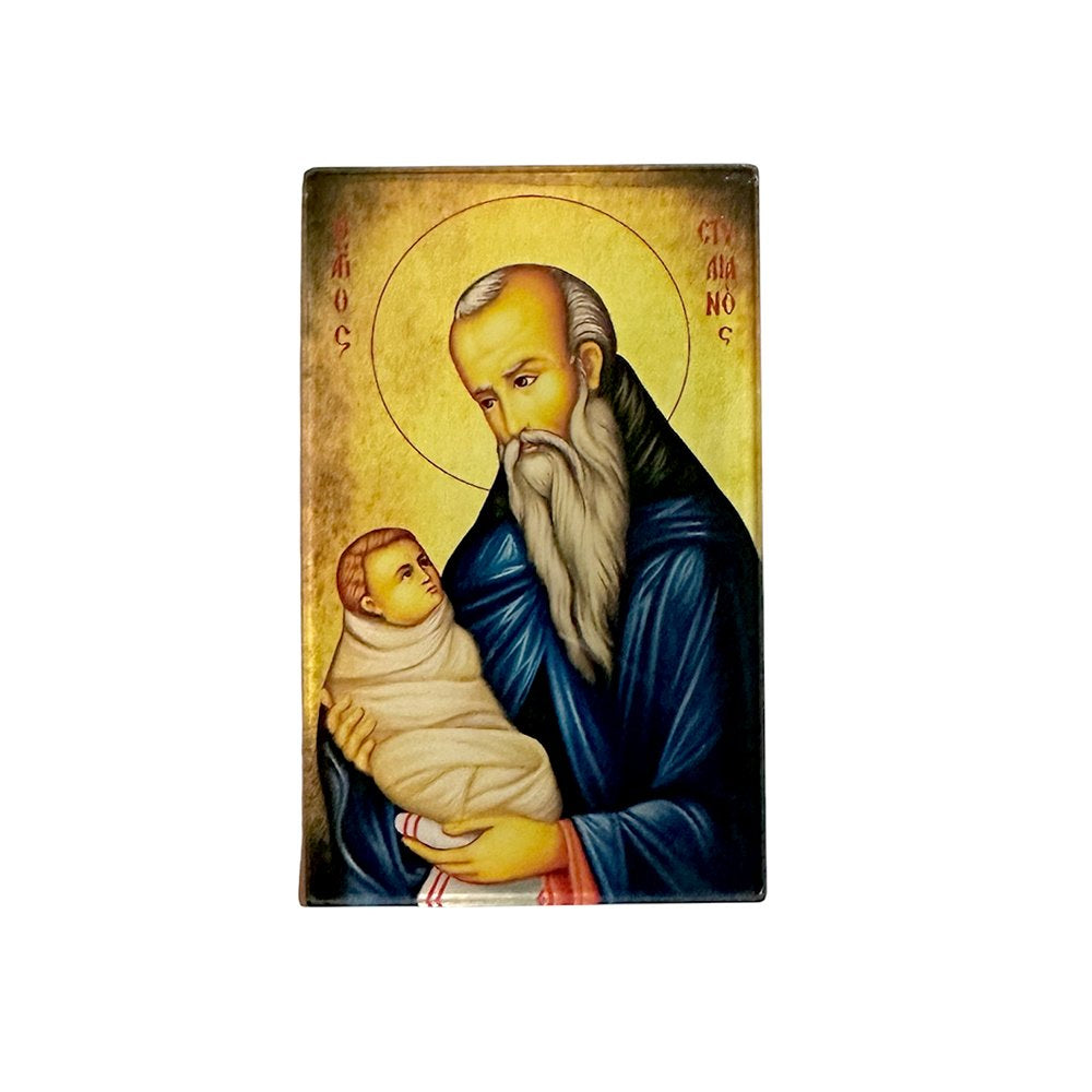 Saint Stylianos Greek Orthodox plexiglass icon fridge magnet - TheHolyArt