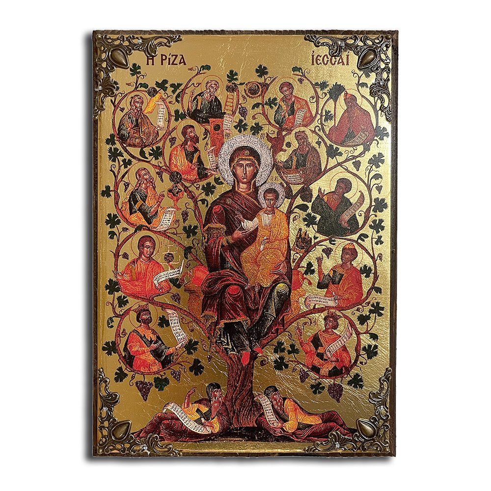 The Root of Jesse Greek Orthodox serigraphy icon on wood with metal corners - TheHolyArt