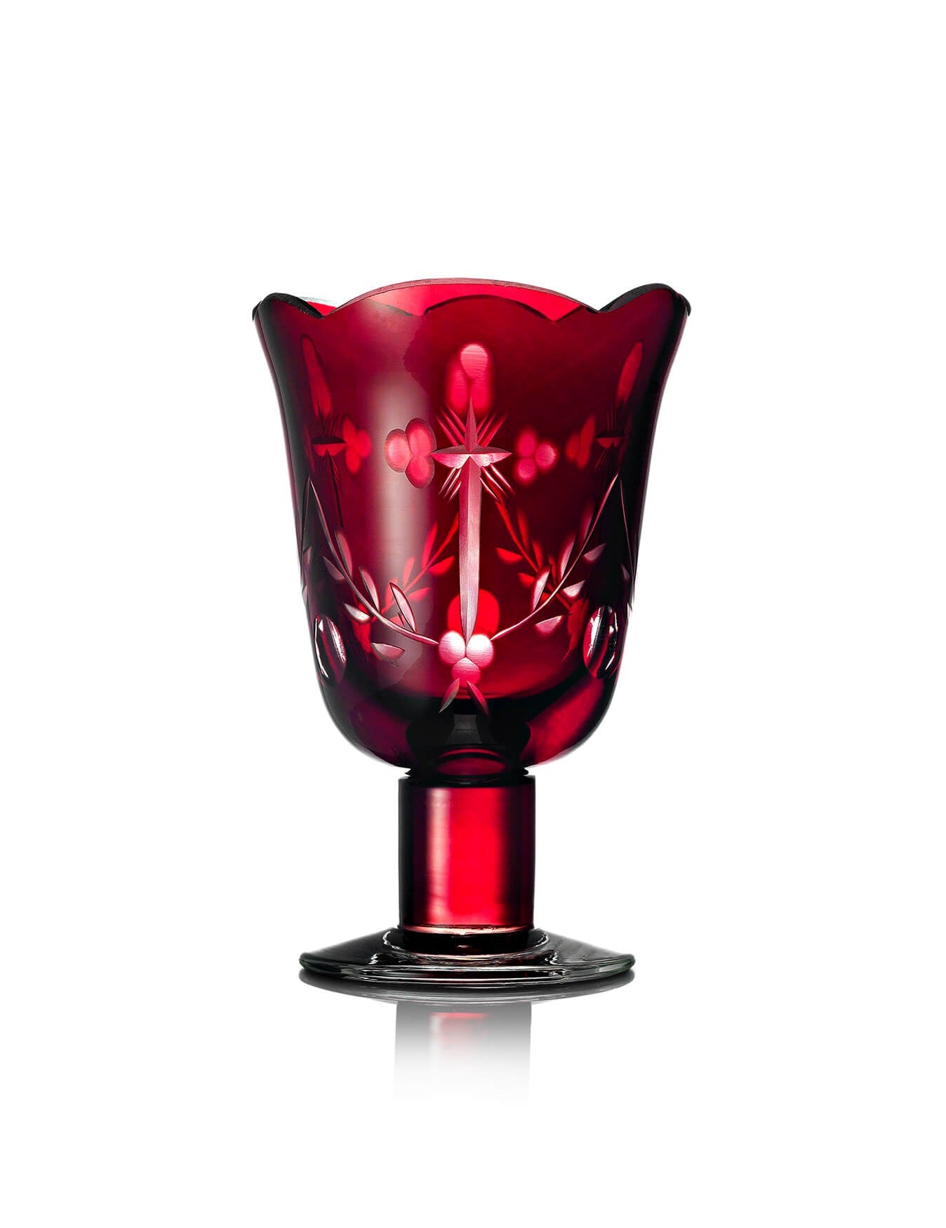 Romanian red vigil lamp – front view | TheHolyArt