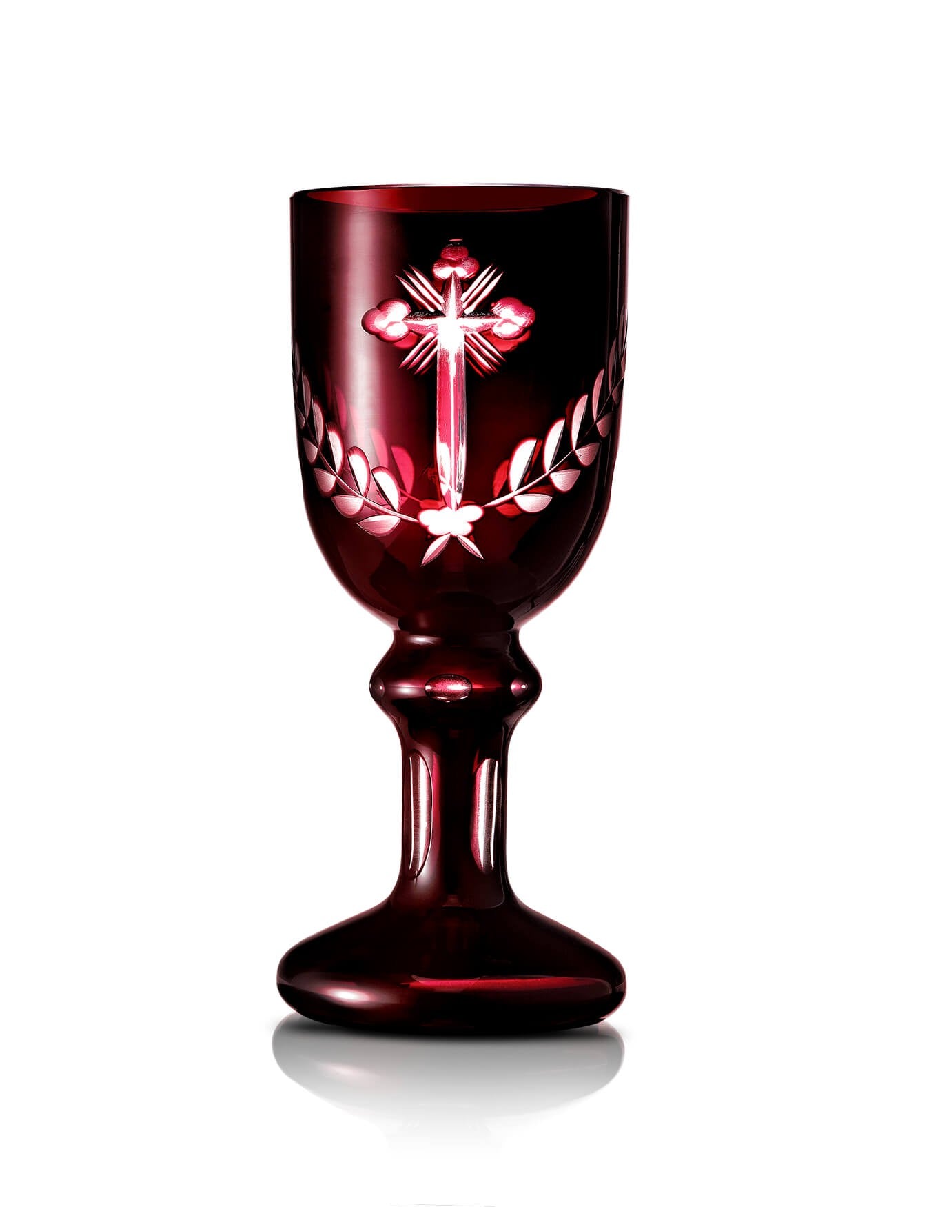 Romanian red vigil lamp Chalice design – front view | TheHolyArt