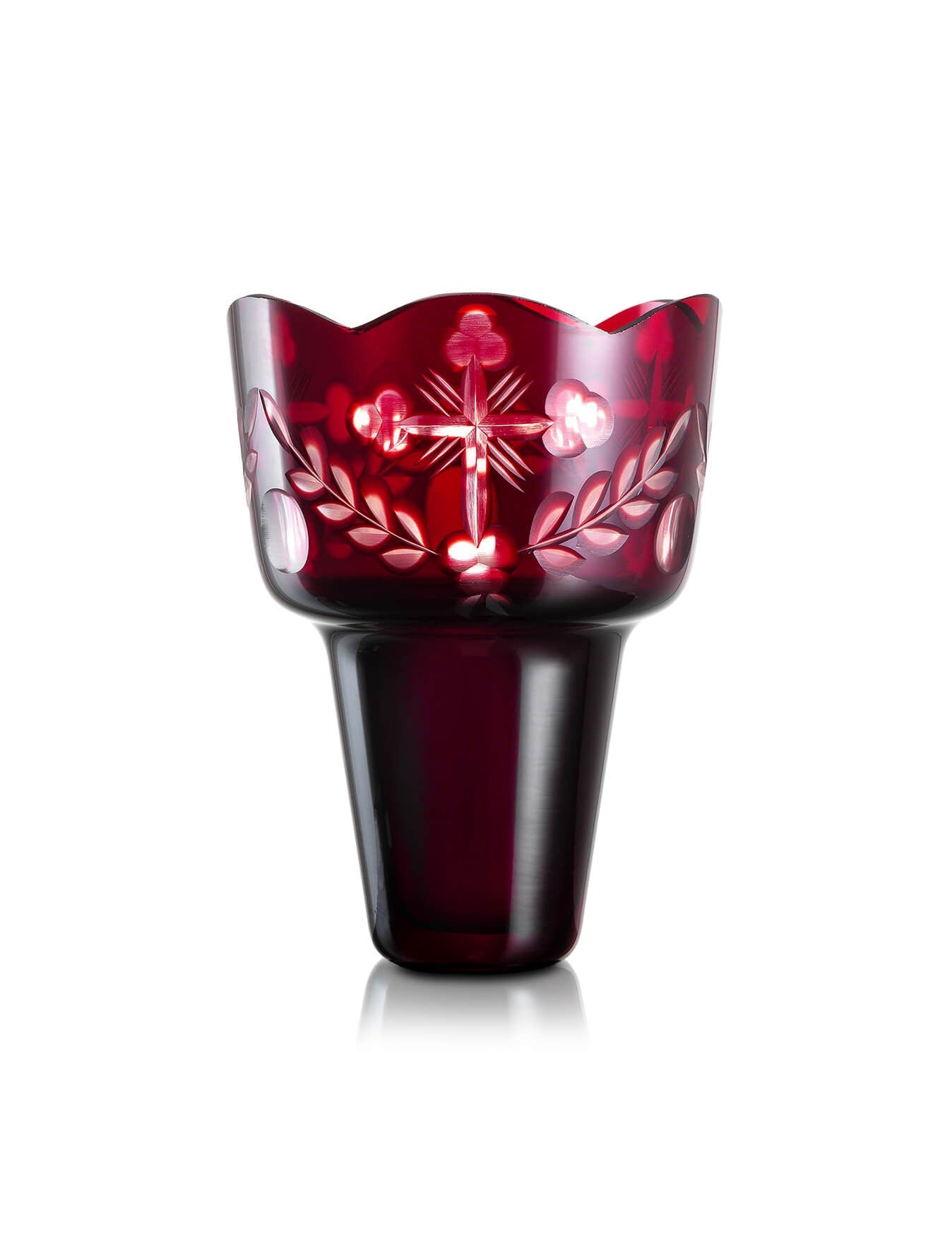 Romanian red vigil lamp Red Cut-out design – front view | TheHolyArt