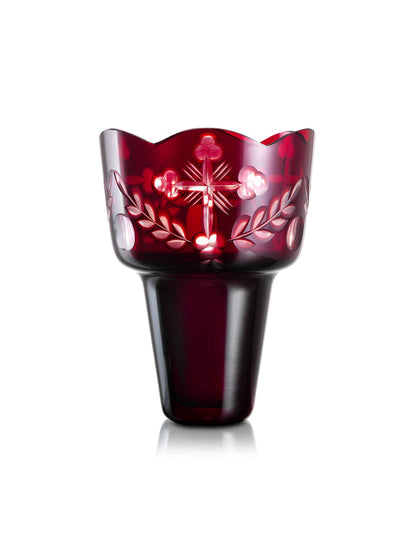 Romanian red vigil lamp Red Cut-out design – front view | TheHolyArt