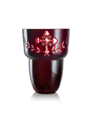 Romanian red vigil lamp Red Oval design – front view | TheHolyArt