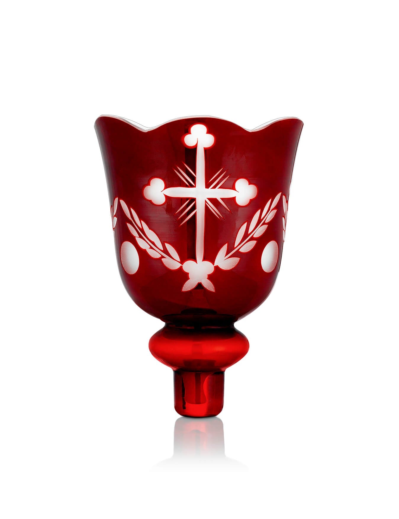 Romanian red vigil lamp Lucerna design – front view | TheHolyArt