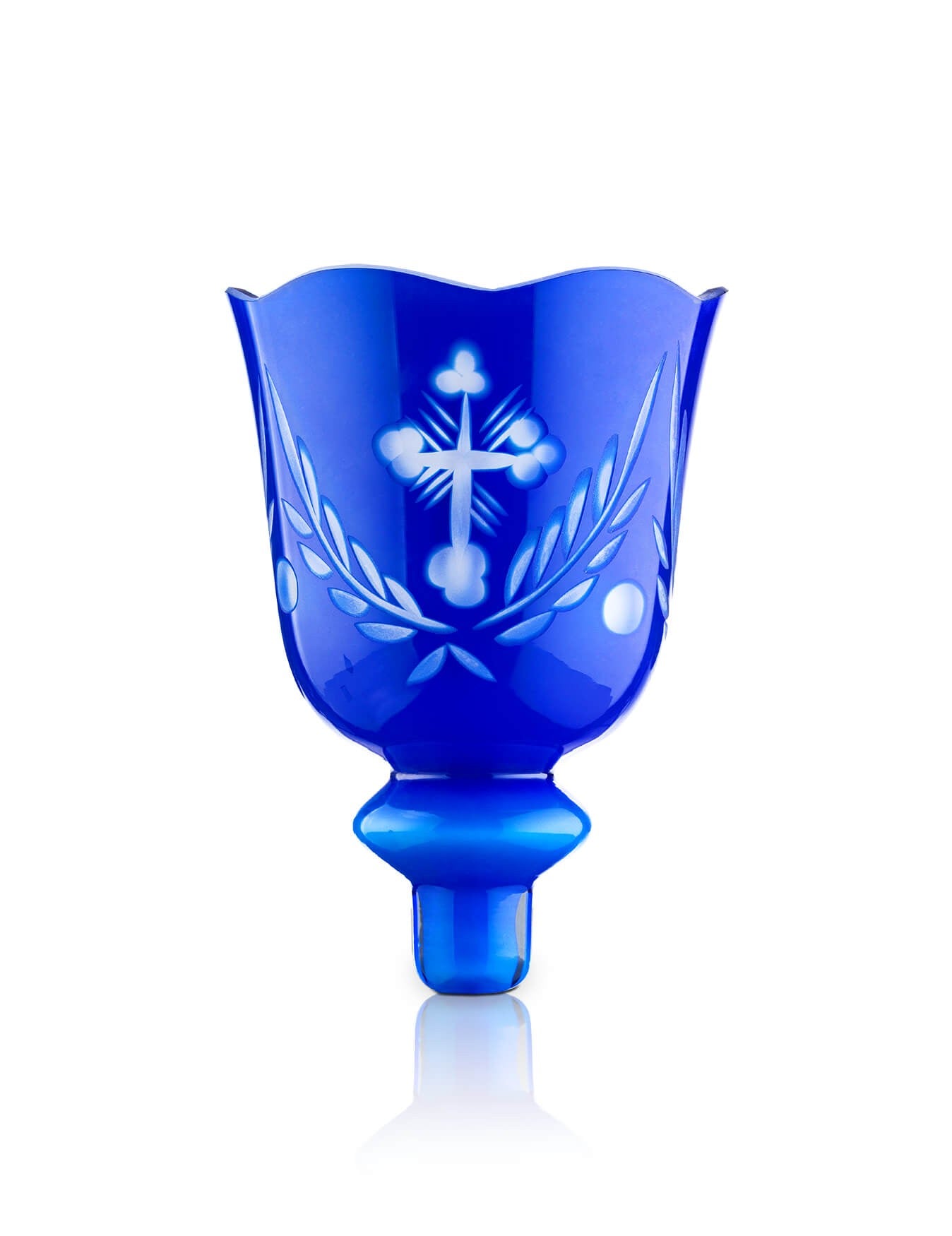 Romanian blue vigil lamp Lucerna design – front view | TheHolyArt