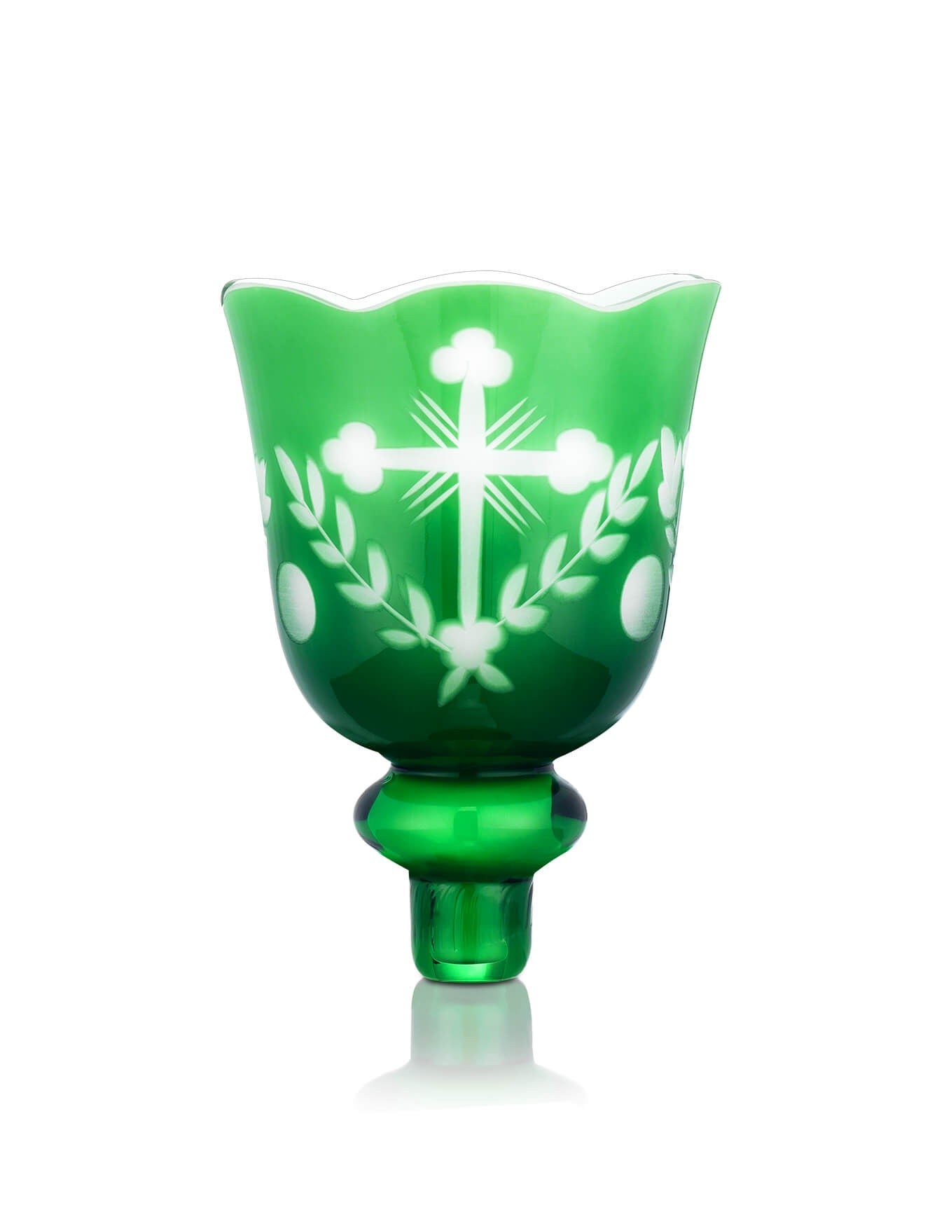 Romanian green vigil lamp Lucerna design – front view | TheHolyArt