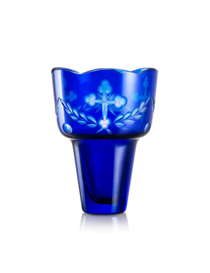 Romanian blue vigil lamp Blue Cut-out design – front view | TheHolyArt
