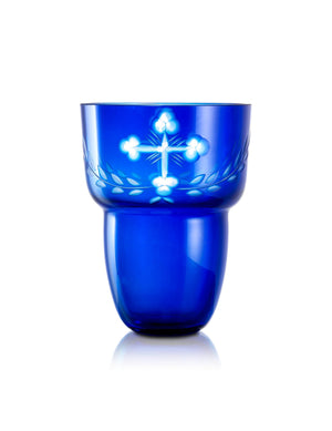 Romanian blue vigil lamp Blue Oval design – front view | TheHolyArt