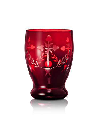 Romanian red vigil lamp Glass Cup design – front view | TheHolyArt
