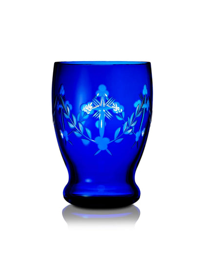 Romanian blue vigil lamp Glass Cup design – front view | TheHolyArt