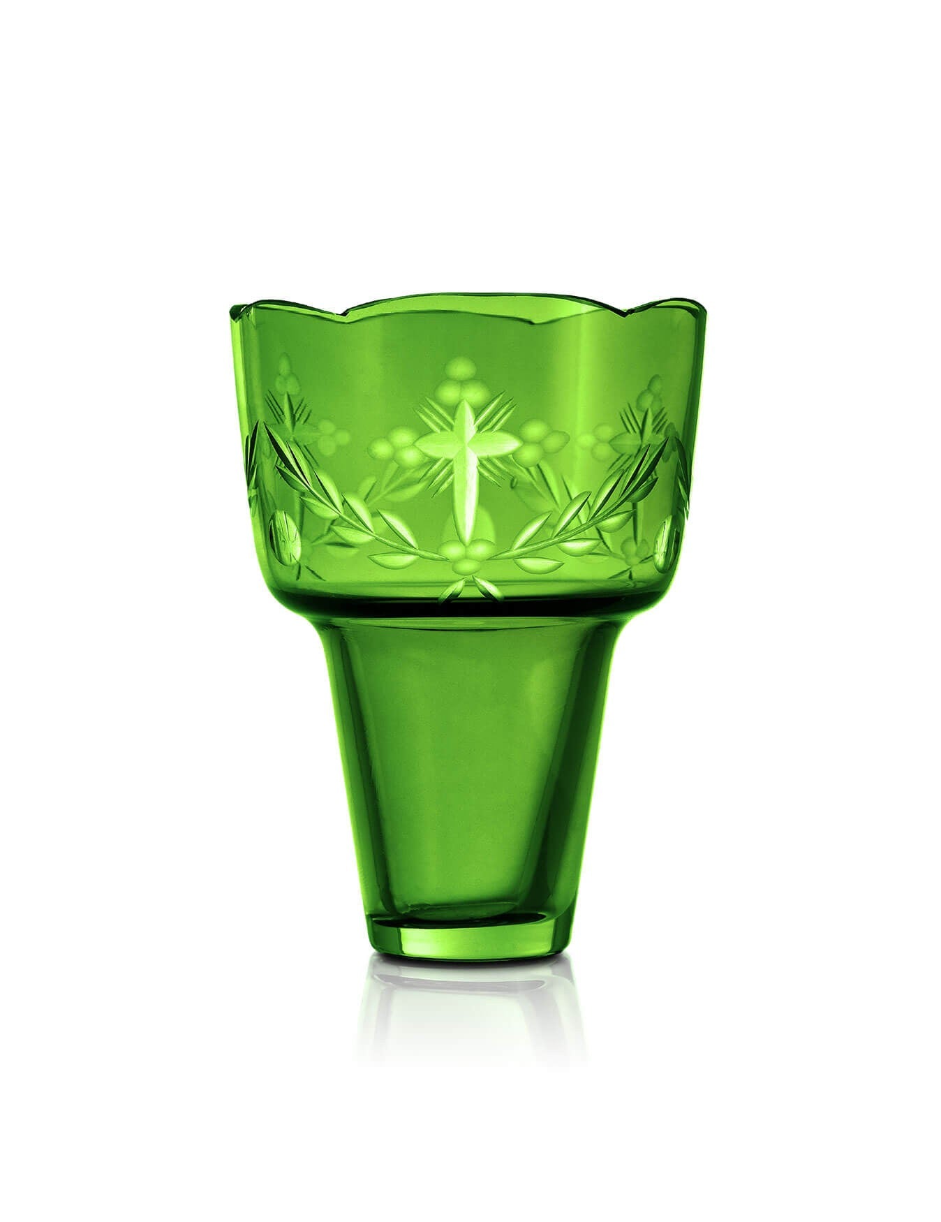 Romanian green vigil lamp Green design – front view | TheHolyArt