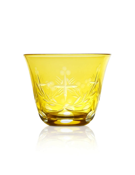 Romanian yellow vigil lamp Engraved design – front view | TheHolyArt
