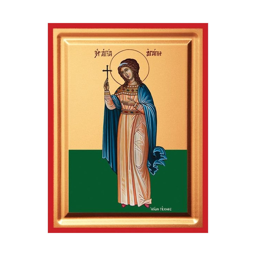 Saint Agape Serigraphy Icon - Carved Wood