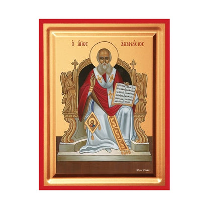 Saint Athanasius the Great (Enthroned) Serigraphy Icon - Carved Wood