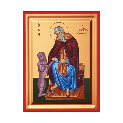 Saint Gerasimos Serigraphy Icon - Carved Wood