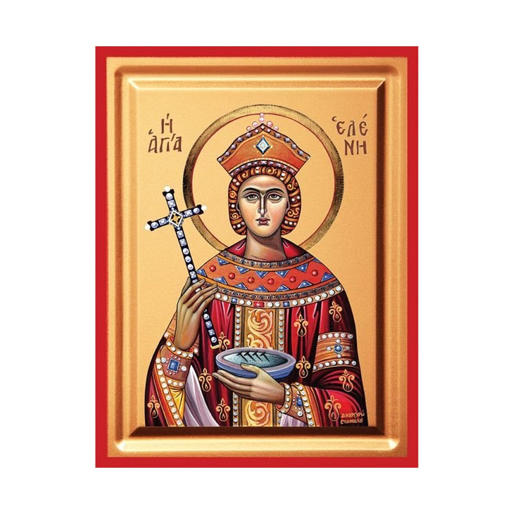 Saint Helen Serigraphy Icon - Carved Wood