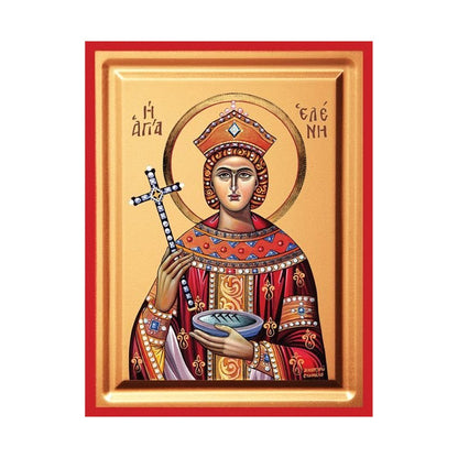 Saint Helen Serigraphy Icon - Carved Wood