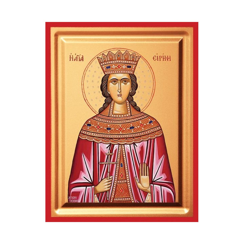 Saint Irene Serigraphy Icon - Carved Wood