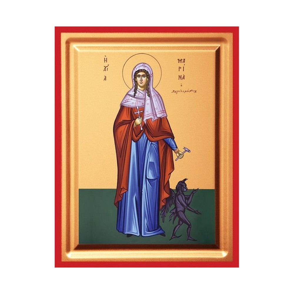 Saint Marina Serigraphy Icon - Carved Wood